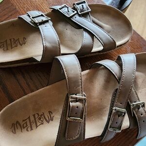 Brown Leather Sandals with Buckles